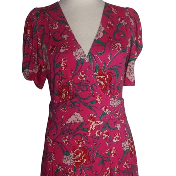 Boden Kristin Pleated Jersey Dress Carnation Yarrow Vine Print NWT Sz 4 Pockets - Picture 4 of 12